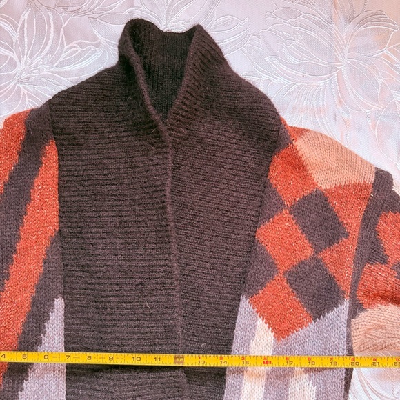 Vintage Multicolor Geometric Double Breasted Cardigan Autumn Colours - Small - Picture 5 of 8